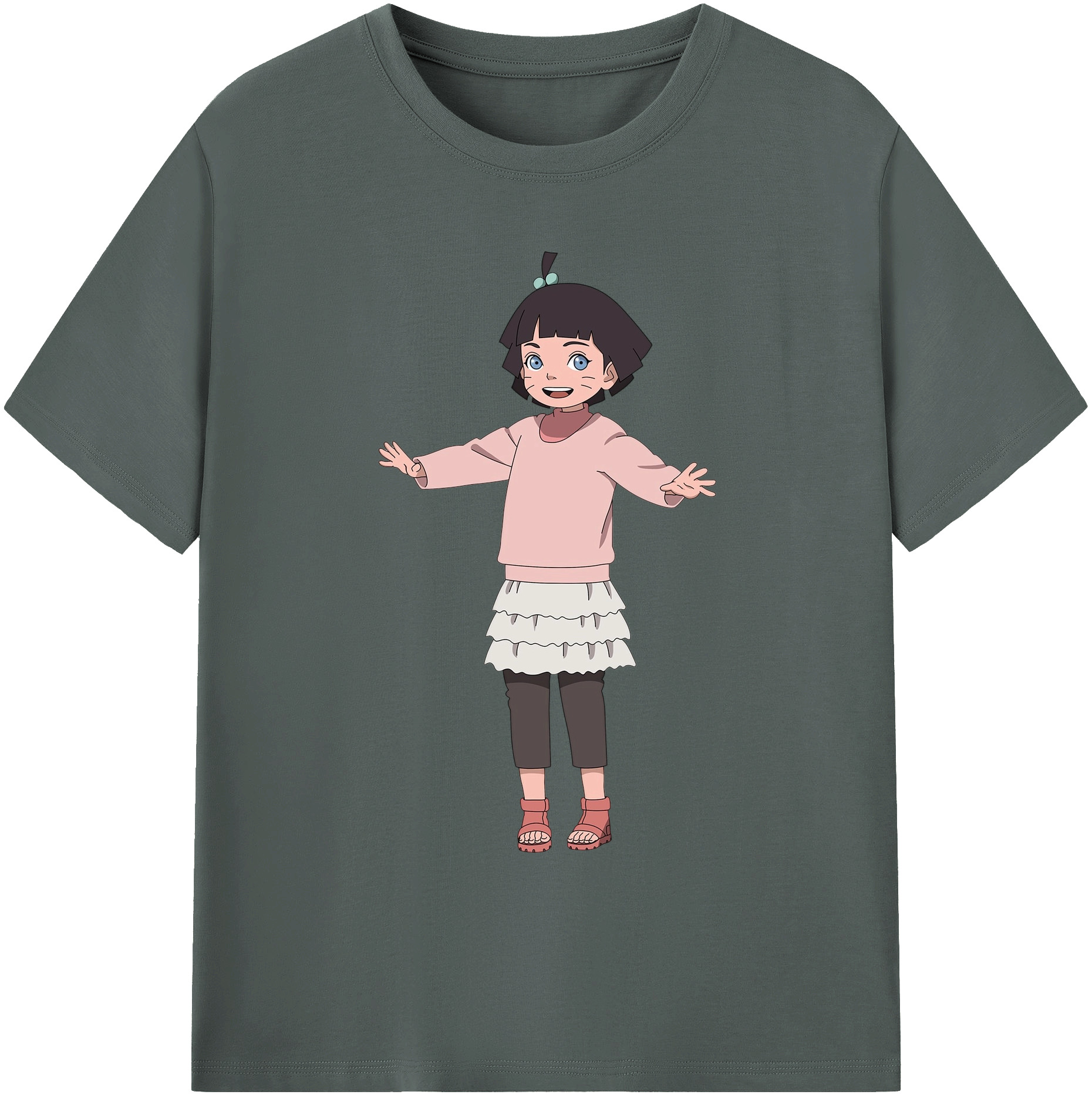 （画像用） NARUTO -ナルト- うずまき ヒマワリ Uzumaki Himawari 綿100％ メンズ半袖Tシャツ｜肌触りやわらか＆通気性